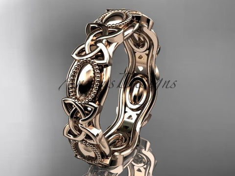 14kt rose gold celtic trinity knot wedding band, engagement ring CT7152G - Vinsiena Designs