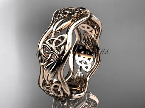 14kt rose gold celtic trinity knot wedding band, engagement ring CT7506G - Vinsiena Designs