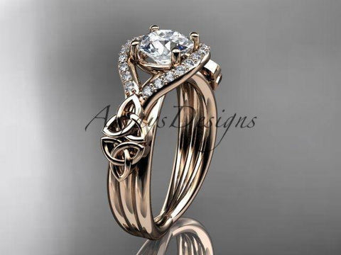 14kt rose gold celtic trinity knot engagement ring ,diamond wedding ring CT785 - Vinsiena Designs
