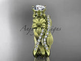 Unique 14kt yellow gold diamond,engagement ring set,One Moissanite ADLR221S - Vinsiena Designs