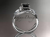 Unique 14k white gold diamond engagement ring. Enhanced Black Diamond ADLR320 - Vinsiena Designs