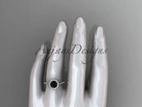 14kt white gold diamond floral engagement ring Black Diamond ADLR101 - Vinsiena Designs