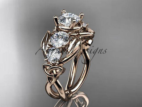 14kt rose gold celtic trinity knot engagement ring, wedding ring CT769 - Vinsiena Designs
