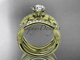 14k yellow gold diamond,engagement ring set,One Moissanite, double band ADLR221S - Vinsiena Designs