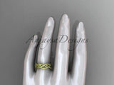 14k yellow gold, celtic ring, leaf and vine, matte finish wedding band, CT7403G - Vinsiena Designs