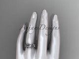 Platinum diamond leaf and vine butterfly wedding band ADLR144P