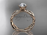 14kt rose gold "Forever One" Moissanite rope engagement ring RP8100 - Vinsiena Designs
