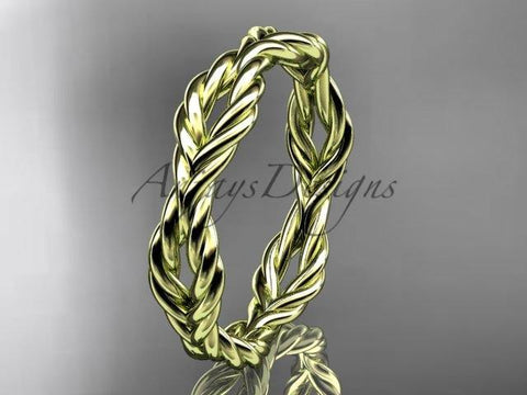 14k yellow gold twisted rope wedding band RP8117G - Vinsiena Designs