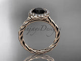 14kt rose gold Black Diamond rope engagement ring RP8197 - Vinsiena Designs