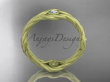 14k yellow matte finish gold rope diamond wedding band RP8358B - Vinsiena Designs