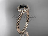 14kt rose gold Black Diamond rope engagement ring RP8379 - Vinsiena Designs