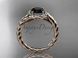 14kt rose gold Black Diamond rope engagement ring RP8379 - Vinsiena Designs