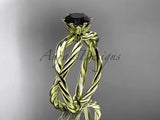 14k yellow gold rope engagement ring with a Black Diamond center stone RP870 - Vinsiena Designs
