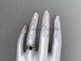 14k yellow gold rope engagement ring with a Black Diamond center stone RP870 - Vinsiena Designs
