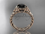 14kt rose gold celtic rope engagement ring with a Black Diamond center stone RPCT9108 - Vinsiena Designs