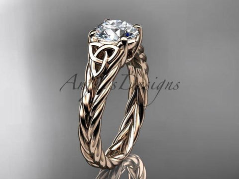14kt rose gold celtic rope engagement ring RPCT9108 - Vinsiena Designs