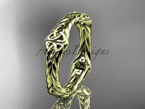 14k yellow gold rope celtic trinity knot wedding band RPCT9356G - Vinsiena Designs