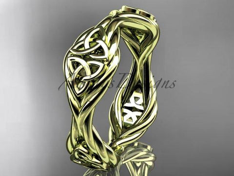 14k yellow gold rope celtic trinity knot wedding band RPCT998G - Vinsiena Designs