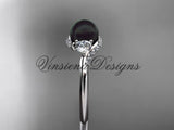 unique platinum diamond Pearl engagement ring VBP8225 - Vinsiena Designs