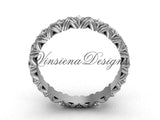 Unique 14k white gold diamond wedding band VD10012 - Vinsiena Designs