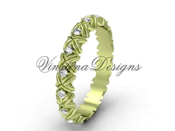 Unique 14kt yellow gold diamond wedding band VD10012 - Vinsiena Designs