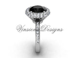 Unique Platinum diamond engagement ring, Black Diamond VD10015 - Vinsiena Designs