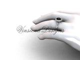 Unique Platinum diamond engagement ring, Black Diamond VD10015 - Vinsiena Designs