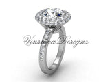 Unique 14k white gold diamond engagement ring, "Forever One" Moissanite VD10015 - Vinsiena Designs