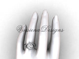 14kt white gold diamond Fleur de Lis wedding ring, engagement ring, "Forever One" Moissanite VD10025 - Vinsiena Designs