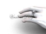 14kt white gold diamond Fleur de Lis wedding ring, engagement ring VD10026 - Vinsiena Designs