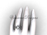 14kt white gold diamond Fleur de Lis wedding ring, engagement ring, "Forever One" Moissanite VD10026 - Vinsiena Designs