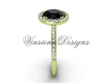 Unique 14kt yellow gold diamond engagement ring, Black Diamond VD10030 - Vinsiena Designs