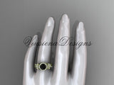 14kt yellow gold diamond Cherry Blossom flower, Sakura engagement ring Black Diamond VD10039 - Vinsiena Designs
