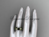 14k yellow gold leaf and vine, tulip flower engagement ring, Black Diamond VD10050 - Vinsiena Designs