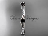 Platinum diamond leaf and vine wedding band VD10061 - Vinsiena Designs