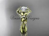 14k yellow gold leaf and vine, flower engagement ring, VD10065 - Vinsiena Designs