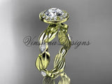 14k yellow gold leaf and vine engagement ring VD10076 - Vinsiena Designs