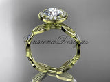 14k yellow gold leaf and vine engagement ring VD10076 - Vinsiena Designs