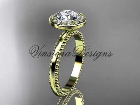 14k yellow gold engagement ring "Forever One" Moissanite VD10078 - Vinsiena Designs