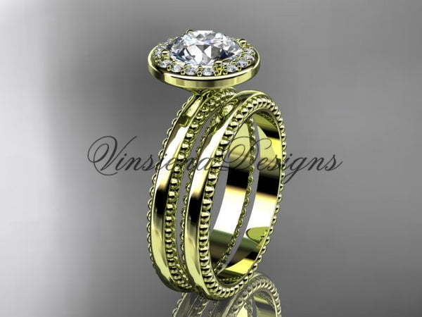14k yellow gold engagement ring set VD10078S - Vinsiena Designs