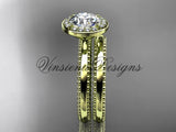 14k yellow gold engagement ring, wedding set "Forever One" Moissanite VD10078S - Vinsiena Designs