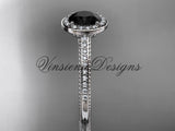 Unique 14k white gold diamond engagement ring, Black Diamond VD10080 - Vinsiena Designs