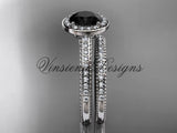 Unique 14k white gold diamond engagement ring, engagement set, Black Diamond VD10080S - Vinsiena Designs