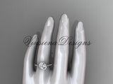 Unique 14k white gold diamond engagement ring, "Forever One" Moissanite VD10080 - Vinsiena Designs