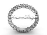Unique 14k white gold diamond wedding band VD1009 - Vinsiena Designs