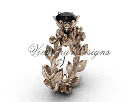 Black Diamond Fleur de Lis Engagement Rings
