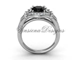 14kt white gold diamond Fleur de Lis, eternity, enhanced Black Diamond engagement ring VD208126 - Vinsiena Designs