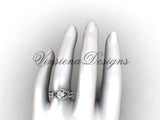 14kt white gold diamond Fleur de Lis, wedding band, eternity engagement ring, engagement set VD208126S - Vinsiena Designs