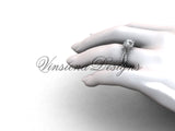 14kt white gold diamond Fleur de Lis, halo, eternity engagement ring VD208140 - Vinsiena Designs