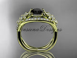 14kt yellow gold diamond Cherry Blossom flower, Sakura engagement ring  Black Diamond VD8088 - Vinsiena Designs
